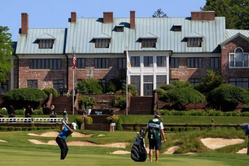 Yani Tseng of Taiwan hits her second shot to the ninth hole in round three of the Sybase Match Play Championship at Hamilton Farm Golf Club in Gladstone, New Jersey. Taiwan's Candie Kung reached the last eight with a 3-and-2 victory over Tseng