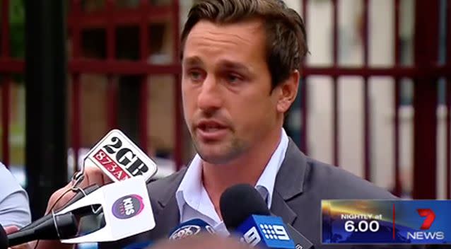 Mitchell Pearce at the press conference on Friday. Photo: 7 News