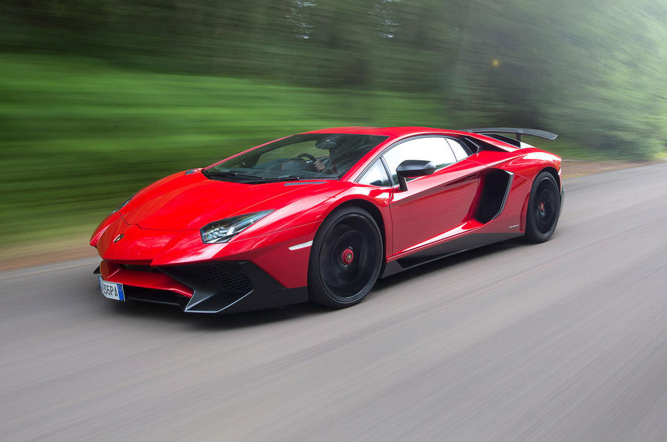 <p>For noisily eruptive spectacle the Aventador is hard to top. Yet there’s real beauty in the shape and proportions of its dipping glasshouse, short bonnet, arcing roof and long tail, the visual draw of it all heightened by those blade-sharp bone lines. <strong>PICTURE:</strong> 2015 Aventador SV</p>