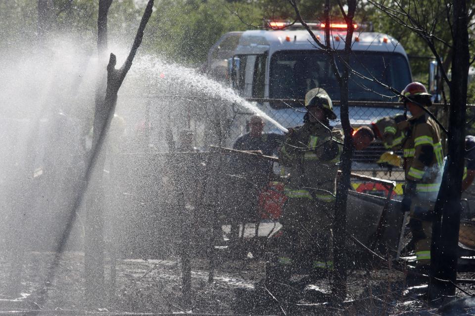 Amarillo fire crews respond to a fire at a small scrap yard near 9th and North Lamar Street Saturday evening just after 5 p.m.