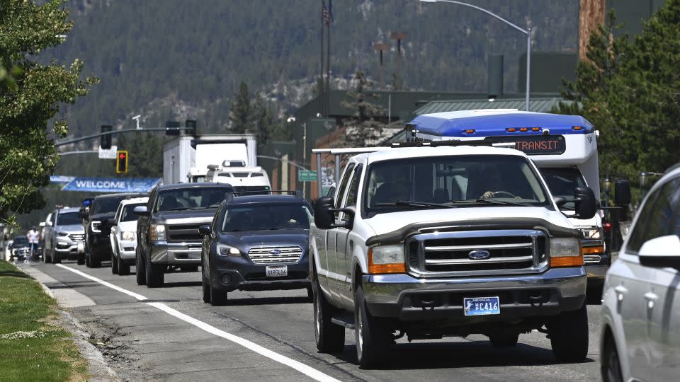 Traffic moves along Tahoe Boulevard in Stateline, Nevada, on July 17, 2023. - Andy Barron/AP