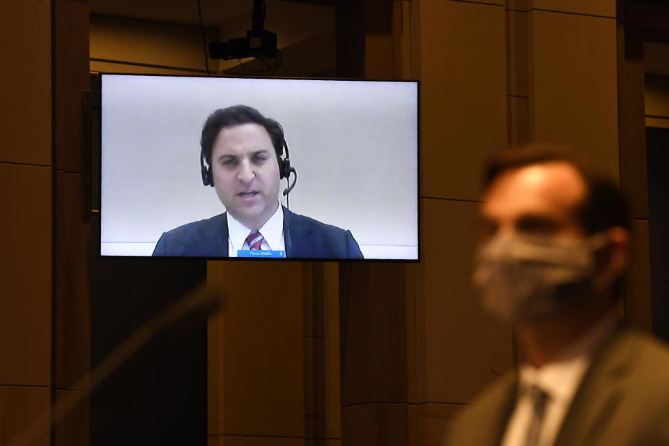 Aaron Zelinsky, on screen, testifies remotely before the House Judiciary Committee on Capitol Hill in Washington, Wednesday, June 24, 2020. / Credit: Susan Walsh / AP