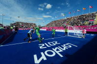 A general view during the Men's Team Football 5-a-side match between Argentina and Iran on Day 2 of the London 2012 Paralympic Games at the Riverbank Arena in the Olympic Park on August 31, 2012 in London, England. Argentina won the match 2-0. (Photo by Justin Setterfield/Getty Images)