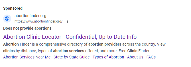 Screenshot of Google search result