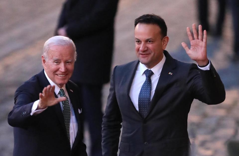 Biden arrives for a state dinner at Dublin Castle (PA)