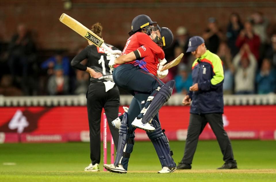 England clinched the T20 series against New Zealand in the final over of the match at Taunton to win by four wickets (David Davies/PA) (PA Wire)