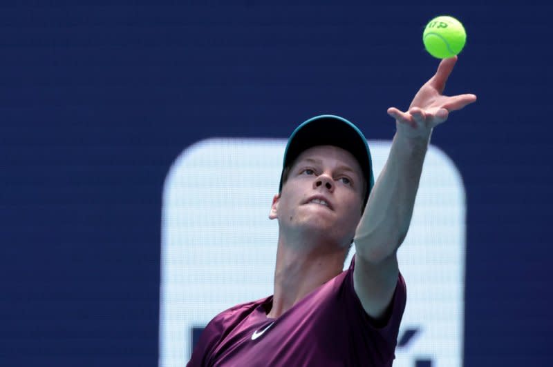 Jannik Sinner (pictured) and Alexander Zverev played for nearly five hours in their fourth round match at the U.S. Open on Monday in Flushing, N.Y. File Photo by Gary I Rothstein/UPI