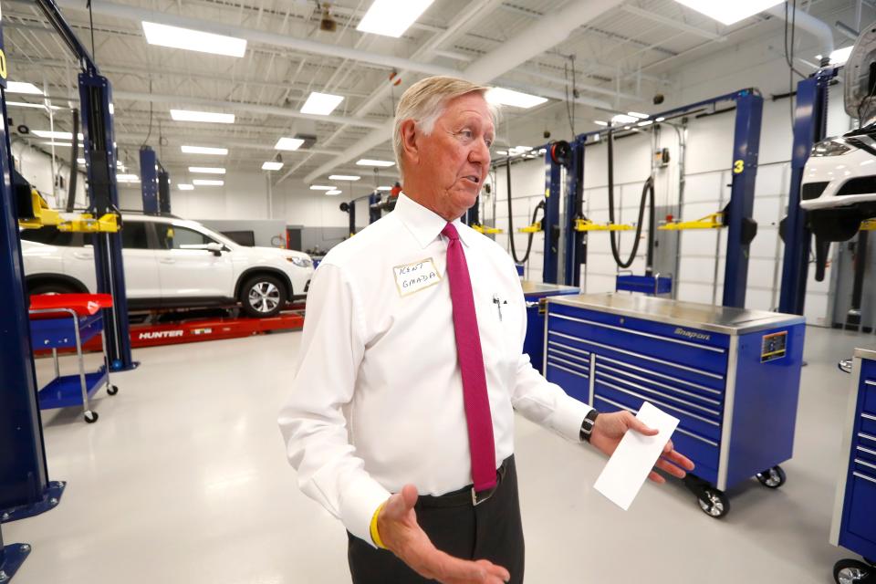 Kent Ritchey, president of the Greater Memphis Area Auto Dealers Association talks about Moore Tech's new automotive repair facility, built in a partnership with local auto dealerships who are seeing an impending shortage in labor for mechanic positions, while celebrating their opening on Wednesday, Sept. 18, 2019. Ritchey is president of Landers Auto Group, which is acquiring two Covington dealerships.