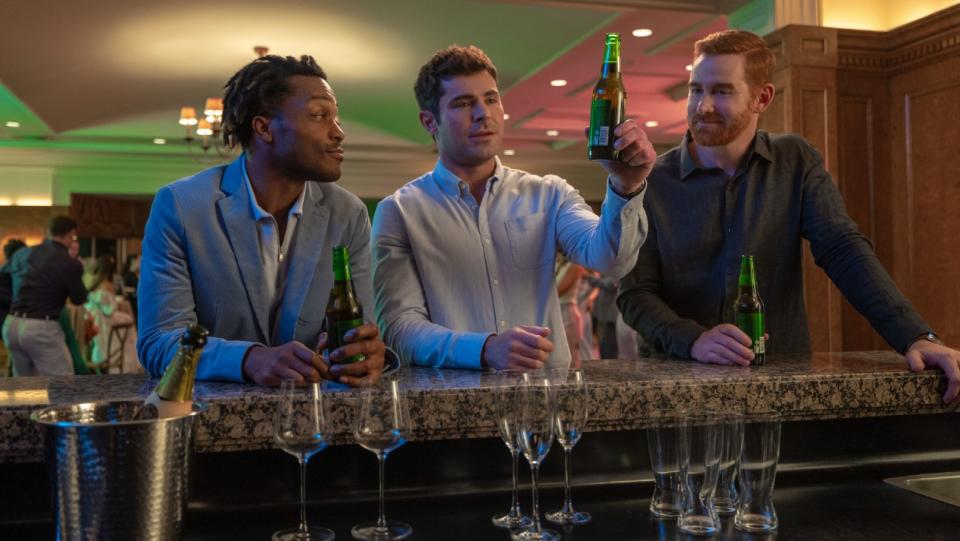 Jermaine Fowler, Zac Efron and Andrew Santino in 'Ricky Stanicky'