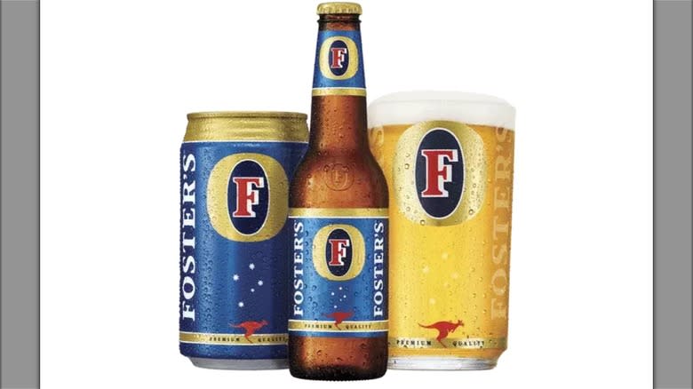 Foster's beer can and bottle