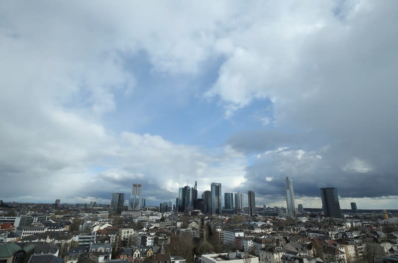 The financial district with Germany's Deutsche Bank and Commerzbank is pictured in Frankfurt