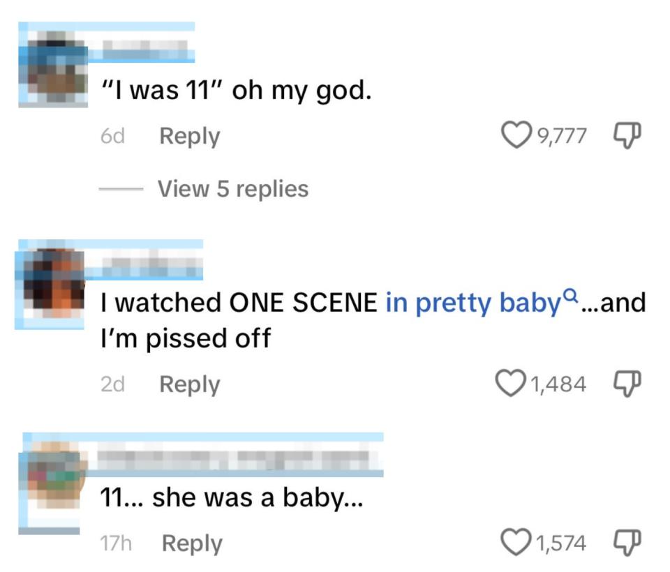 TikTok app screenshot with user comments on a video featuring a person expressing emotion during an interview