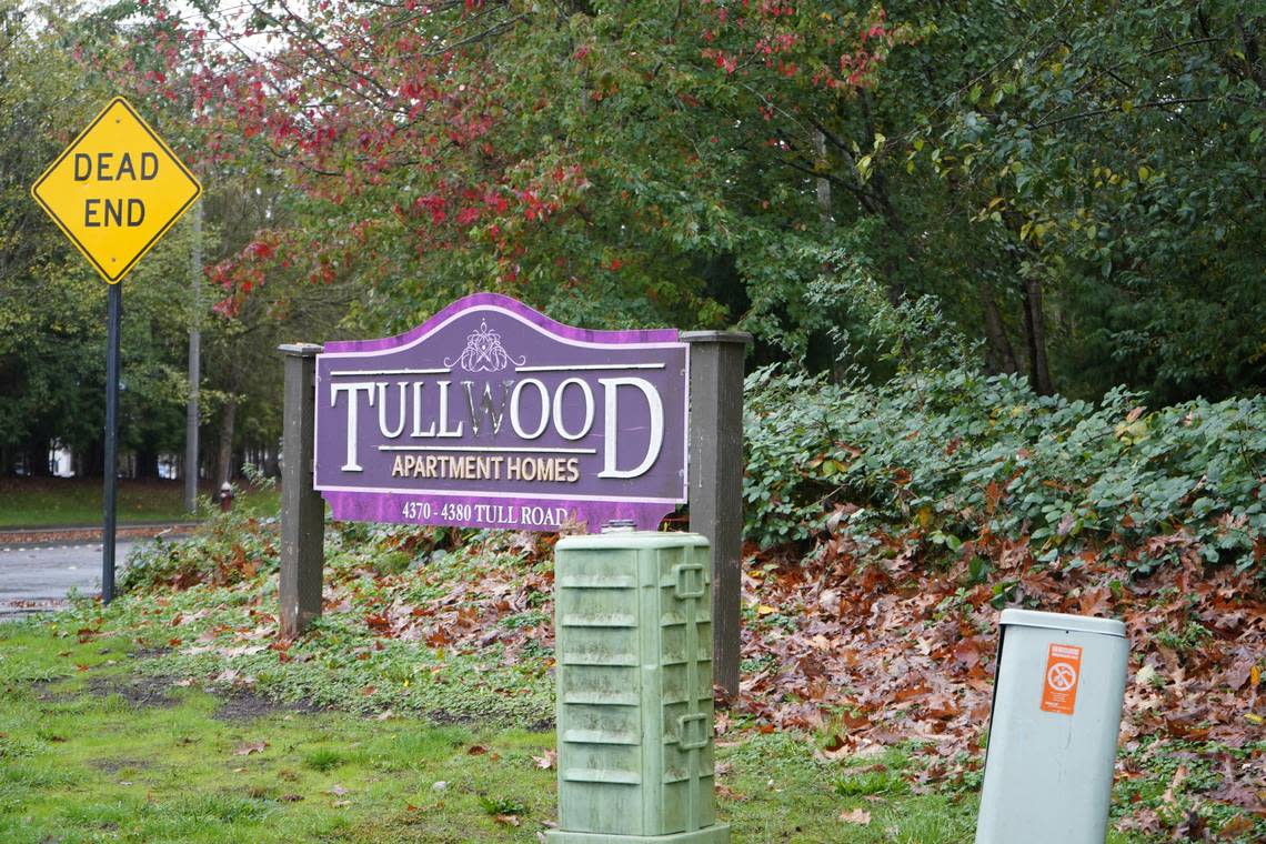 The Tullwood Apartments are located next to Bellingham’s Walmart and adjacent to one of the city’s largest homeless encampments. Residents are speaking out about their experience with violence and crime in the area. Rachel Showalter/The Bellingham Herald