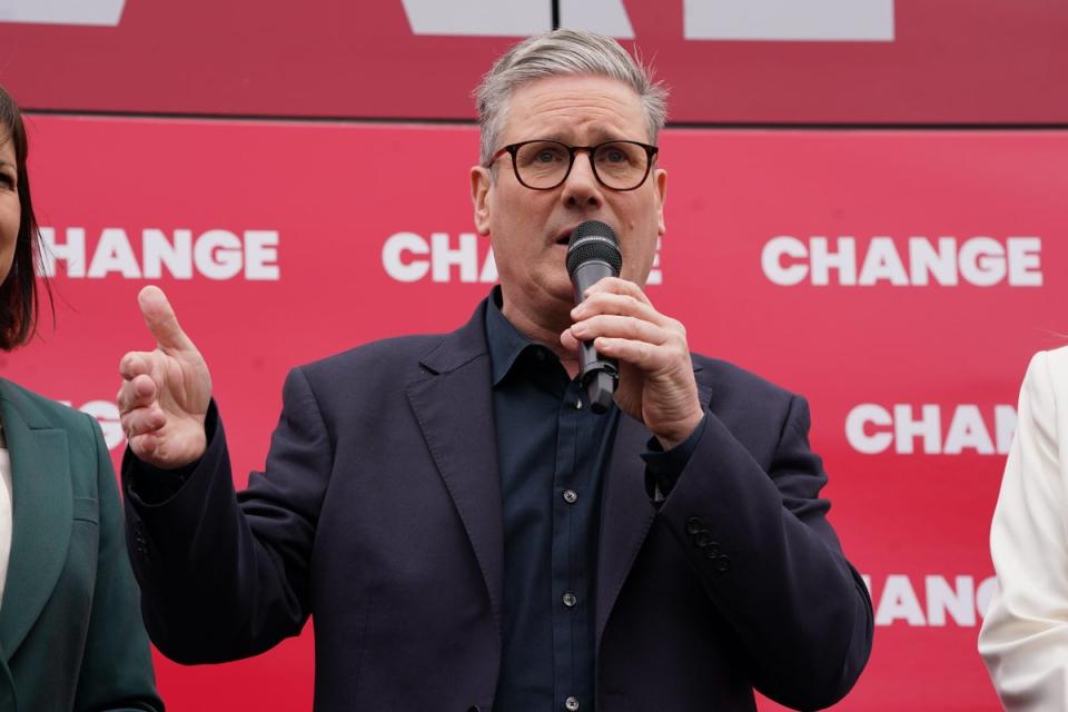 Sir Keir Starmer at Labour’s battle bus launch (PA Wire)