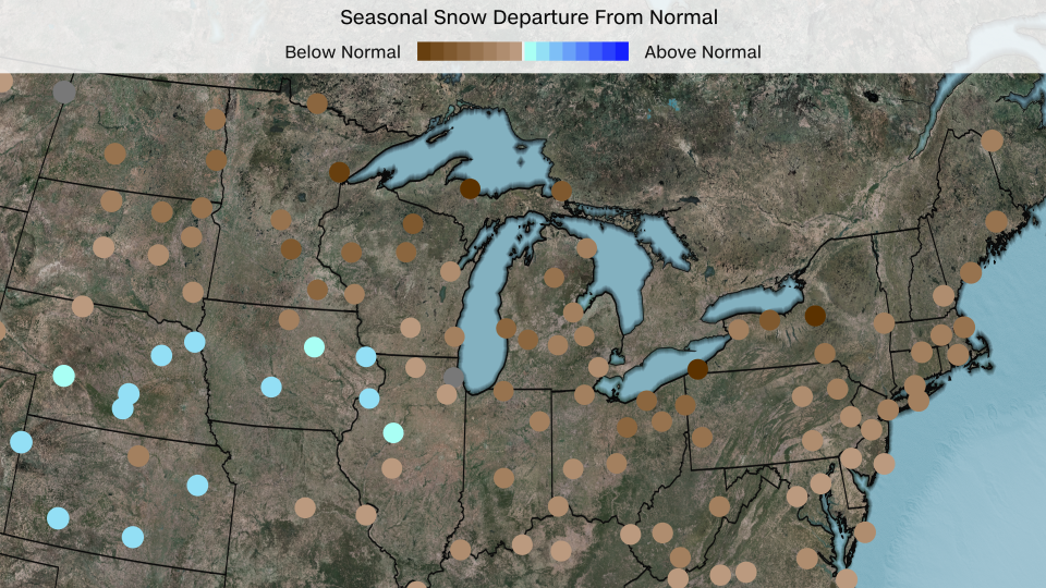 A majority of cities from the Midwest to the Northeast are missing out on typical winter snowfall. - CNN Weather