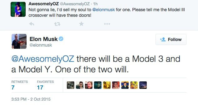 tesla model y musk tweet