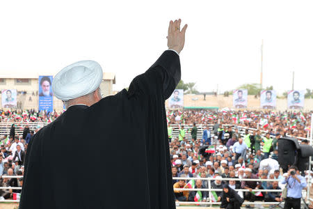 Iranian President Hassan Rouhani is seen during a public speech in the southern Hormozgan province, Iran, February 17, 2019. Official President website/Handout via REUTERS