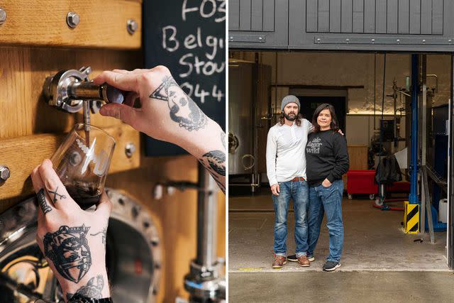 <p>Kira Turnbull</p> From left: Beer on tap at Duration Brewing, in King&#39;s Lynn; Derek Bates and Miranda Hudson, founders of Duration Brewing.