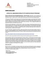 Africa Oil Announces Results of Share Buyback Program (CNW Group/Africa Oil Corp.)