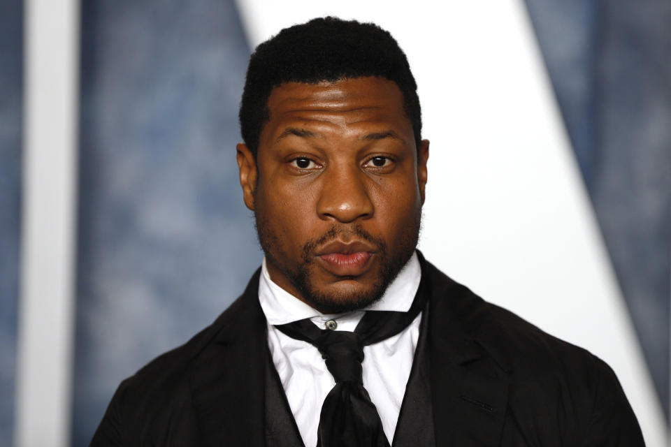 BEVERLY HILLS, CA - MARCH 12: Jonathan Majors attends 2023 Vanity Fair Oscar After Party Arrivals at Wallis Annenberg Center for the Performing Arts on March 12, 2023 in Beverly Hills, California. (Photo by Robert Smith/Patrick McMullan via Getty Images)