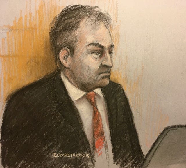 Court artist sketch of Mr Justice Warby 