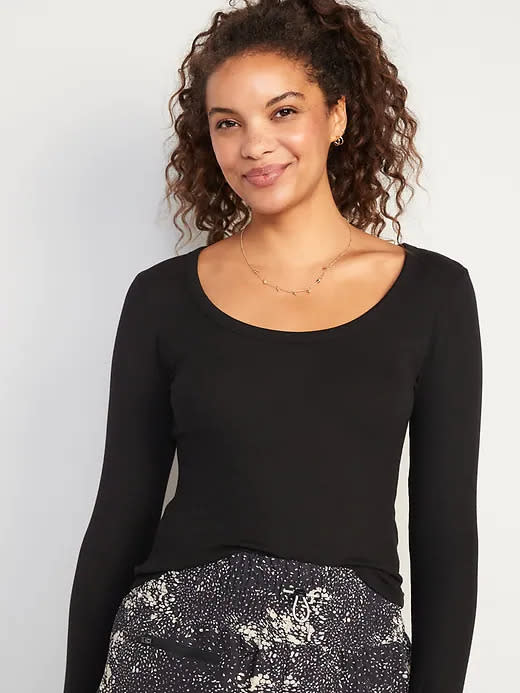 UltraLite Long-Sleeve Rib-Knit Top. Image via Old Navy.