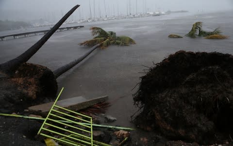  Debris is seen during a storm surge near the Puerto Chico Harbor  - Credit: Jose Jimenez/Getty