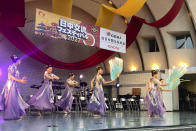 Dancers perform at the annual Japan-China Exchange Festival at the Yoyogi Park in Tokyo on Saturday, Sept. 24, 2022, marking the 50th anniversary of the normalization of the bilateral relations on Sept. 29, 1972. The festival, after a two-year hiatus due to the COVID-19 pandemic, was back last weekend ahead of this week’s 50th anniversary of the normalizing of relations between the two Asian neighbors and economic powerhouses. (AP Photo/Mari Yamaguchi)