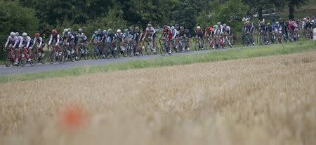 Cycling - Tour de France cycling race - The 237.5 km (147.5 miles) Stage 4 from Saumur to Limoges, France - 05/07/2016 - The pack of riders cycle in countryside. REUTERS/Juan Medina