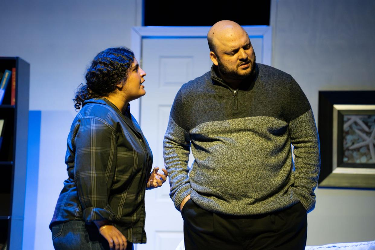 Maya Noor and Tony-Elias Choufani in Sihr Theatre's production of "Shining City."