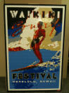 Lego mosaic of a poster from the Waikiki Festival by Dave Ware