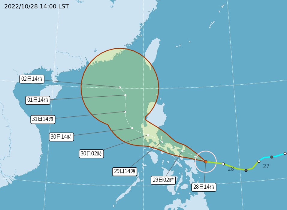 奈格颱風的路徑仍有不確定性。（圖／中央氣象局）