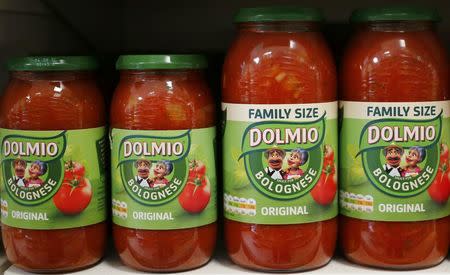 Dolmio pasta sauces are seen in a store in in London, Britain April 15, 2016. REUTERS/Stefan Wermuth