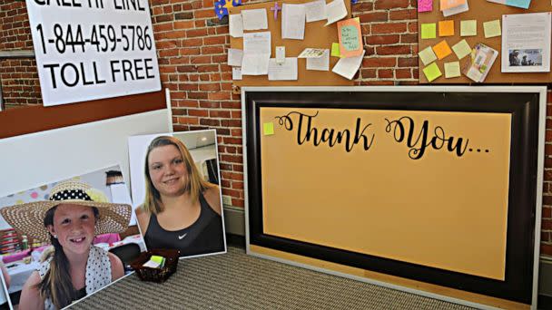 PHOTO: Photos of Abby Williams, left, and Libby German, right, at police headquarters in Adelphi, Indiana.  (Lindsey Jacobson/ABC News, FILE)