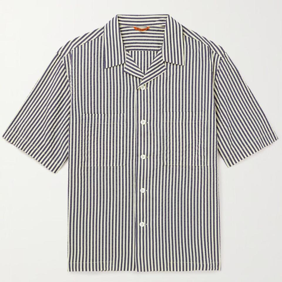 <p><a href="https://go.redirectingat.com?id=74968X1596630&url=https%3A%2F%2Fwww.mrporter.com%2Fen-gb%2Fmens%2Fproduct%2Fbarena%2Fclothing%2Fstriped-shirts%2Fcamp-collar-striped-cotton-blend-seersucker-shirt%2F1647597307307425&sref=https%3A%2F%2Fwww.menshealth.com%2Fstyle%2Fg44549948%2Fbest-silk-shirts-for-men%2F" rel="nofollow noopener" target="_blank" data-ylk="slk:Shop Now;elm:context_link;itc:0;sec:content-canvas" class="link ">Shop Now</a></p><p>Camp-Collar Striped Cotton-Blend Seersucker Shirt</p><p>£235.00</p><p>mrporter.com.uk</p>