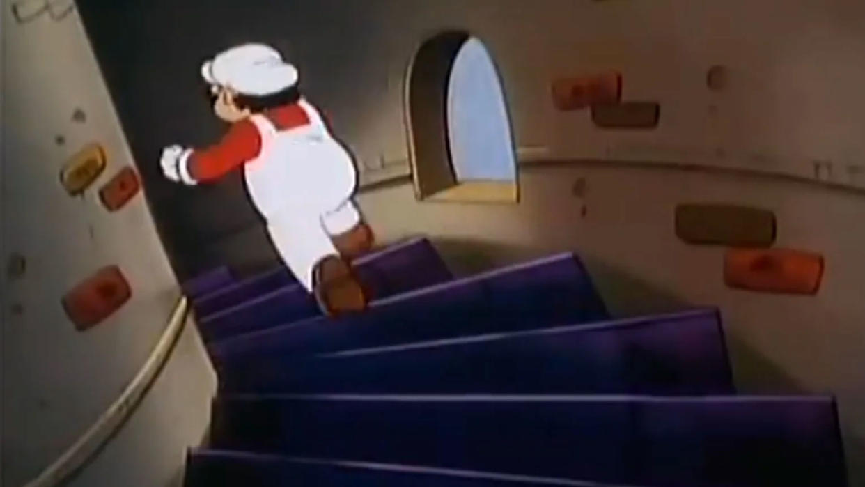  Super Mario running on stairs. 