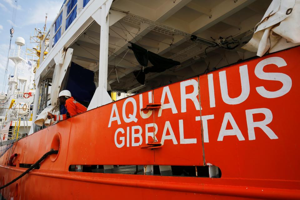 Charity rescue ship, the Aquarius, which carries the Gibraltar flag (Getty)