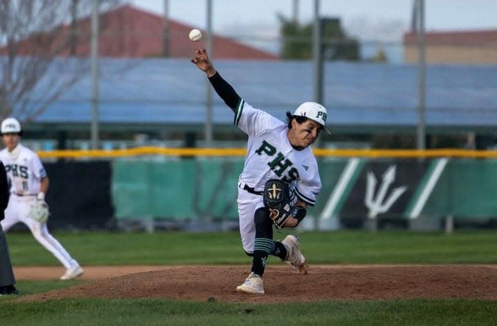 Pacifica's Alex Villicana throws a pitch during the Tritons' 3-2, eight-inning win over Dos Pueblos on Thursday.