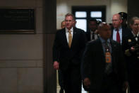 U.S. Acting Defense Secretary Patrick Shanahan arrives to hold a classified briefing on Iran, with Secretary of State Mike Pompeo and Chairman of the Joint Chiefs U.S. Marine Corps General Joseph Dunford, for members of the House of Representatives on Capitol Hill in Washington, U.S., May 21, 2019. REUTERS/Jonathan Ernst