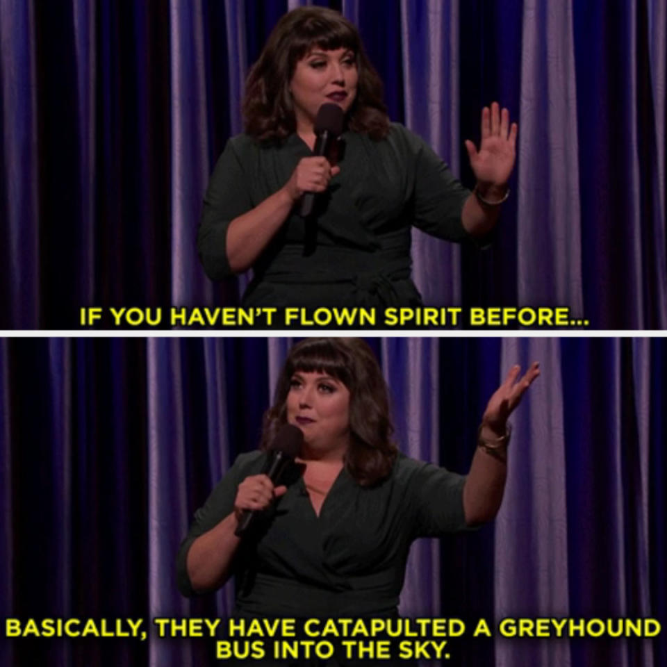 person saying, if you haven't flown spirit before basically they have catapulted a greyhound bus into the sky