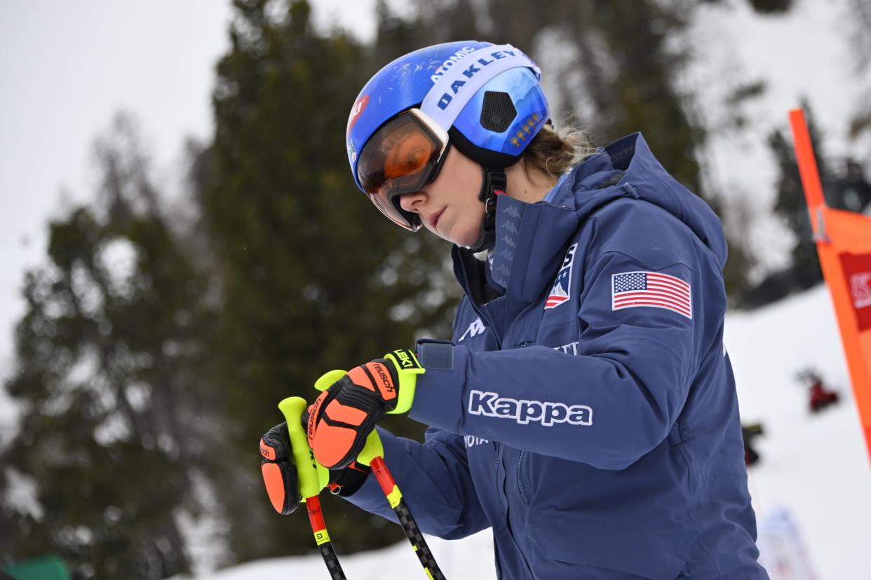 Mikaela Shiffrin was not seriously hurt after a crash on the slopes in Cortina, Italy.