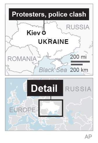 Map locates Kiev, Ukraine.; 1c x 3 inches; 46.5 mm x 76 mm;