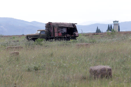 Old Albanian military vehicle is pictured in Kucova Air Base in Kucova, Albania, October 3, 2018. REUTERS/Florion Goga