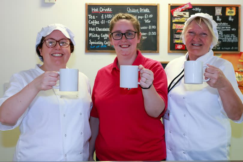 Westfield Cafe has reopened at Normacot's Westfield Family Hub.
Deputy Manager Lisa Tinsley (C) with staff members Christina Luke (L) and Nicola Reynolds (R)