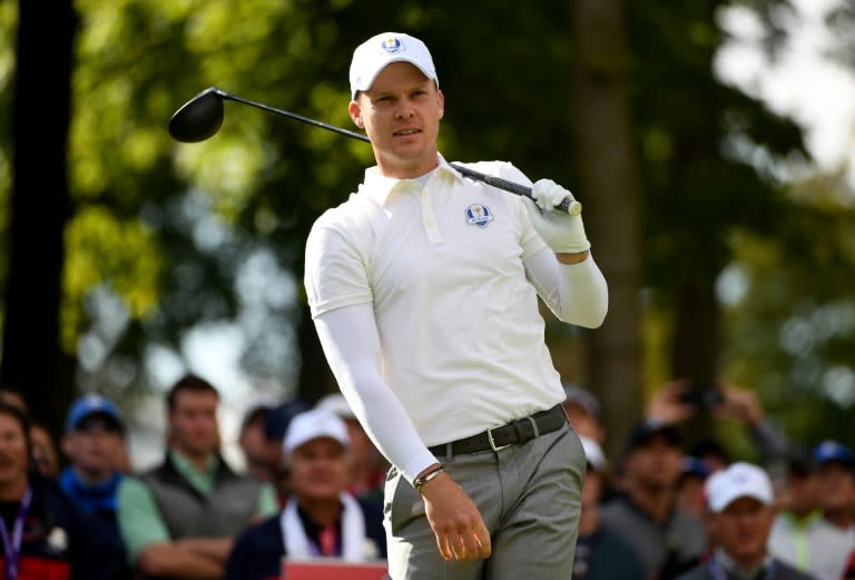 Danny Willett of Europe plays a tee shot during practice prior to the 2016 Ryder Cup at Hazeltine National Golf Club on September 29, 2016