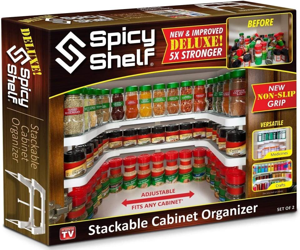 <a href="https://amzn.to/2SUUi4A" target="_blank" rel="nofollow noopener noreferrer">The Spicy Shelf spice rack</a> is perhaps one of the most useful spice storage solutions out there. It creates two elevated rows of spice storage that sits along the perimeter of your spice cabinet, freeing up the middle area for larger pantry staples like oil, vinegar, sugar, flour, and canned goods. Normally $37, <a href="https://amzn.to/2SUUi4A" target="_blank" rel="noopener noreferrer">get it on sale for $22﻿</a> on Cyber Monday on Amazon.