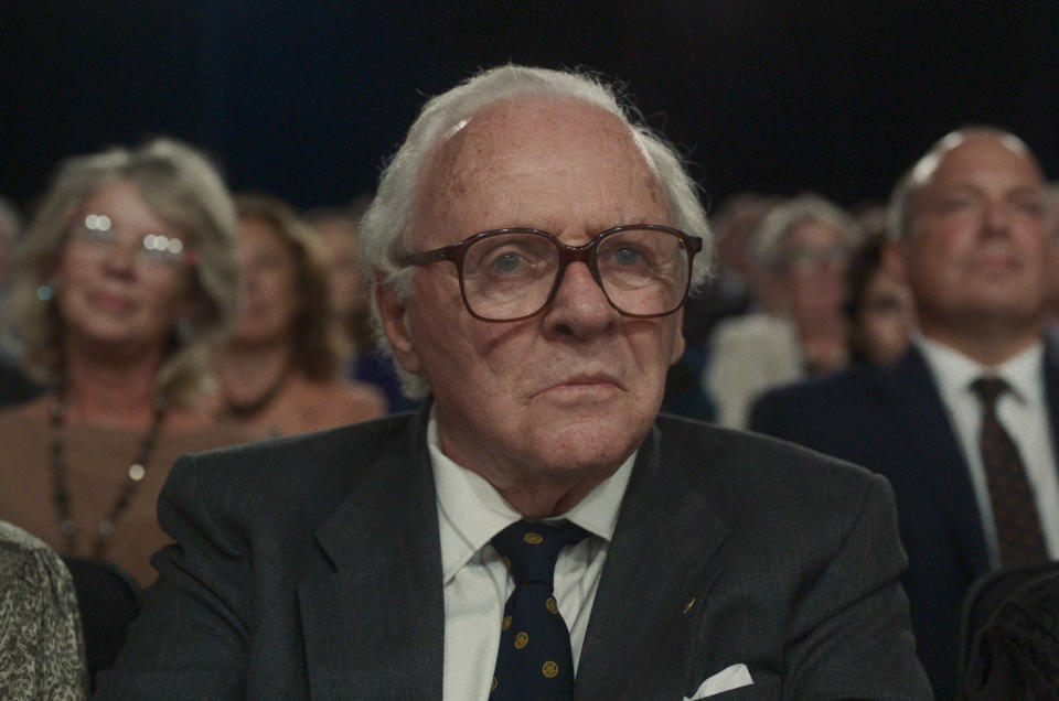 Sir Anthony Hopkins as Sir Nicholas Winton in One Life. (Warner Bros.)