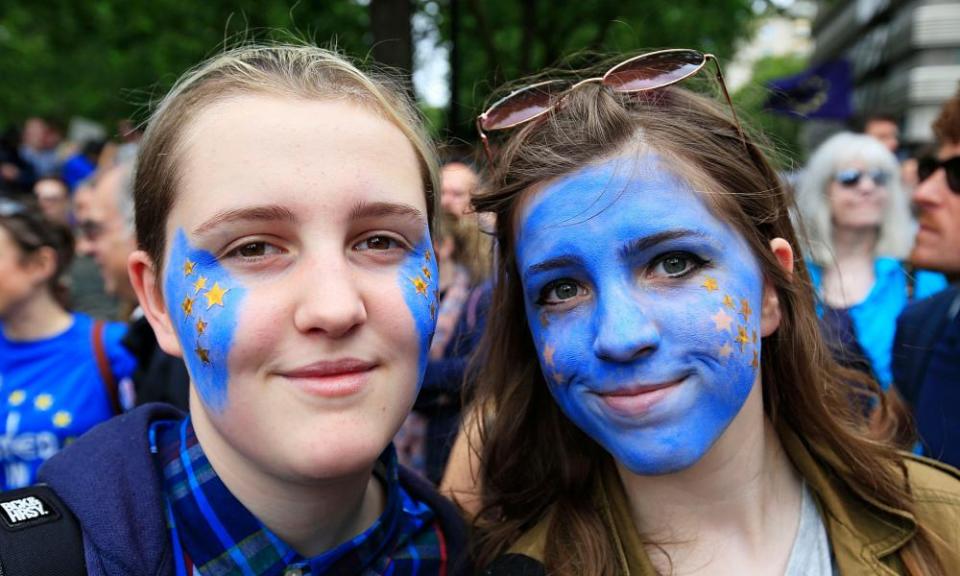 Two remain supporters in London during the referendum campaign last summer.