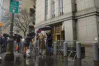 Television reporters file news outside federal court in Manhattan, after a jury was divided on the death penalty for Sayfullo Saipov, who was convicted of killing eight people and maiming others in an attack in Oct. 2017, when he drove a truck along a popular New York City bike path, Monday March 13, 2023, in New York. (AP Photo/Bebeto Matthews)