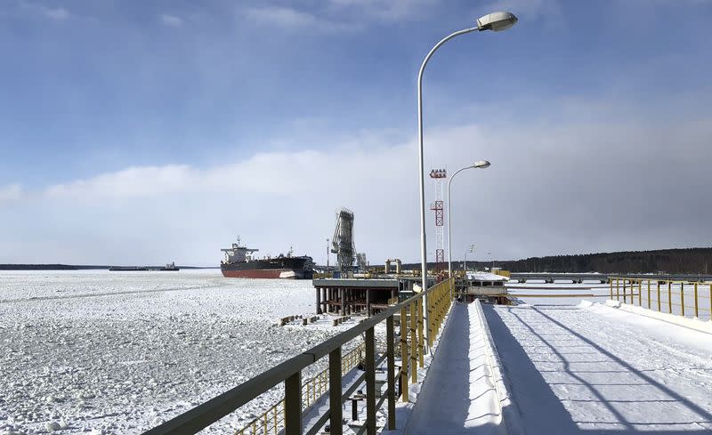 FILE PHOTO: A view shows the exporting facilities at the Baltic Sea port of Primorsk